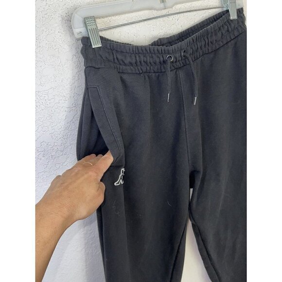 Kappa Patch Logo Sweatpants, Size Large Black Pockets Drawstring Heavy D1 - Picture 4 of 9